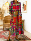 RENATA – Spalvinga džinsinė patchwork suknelė